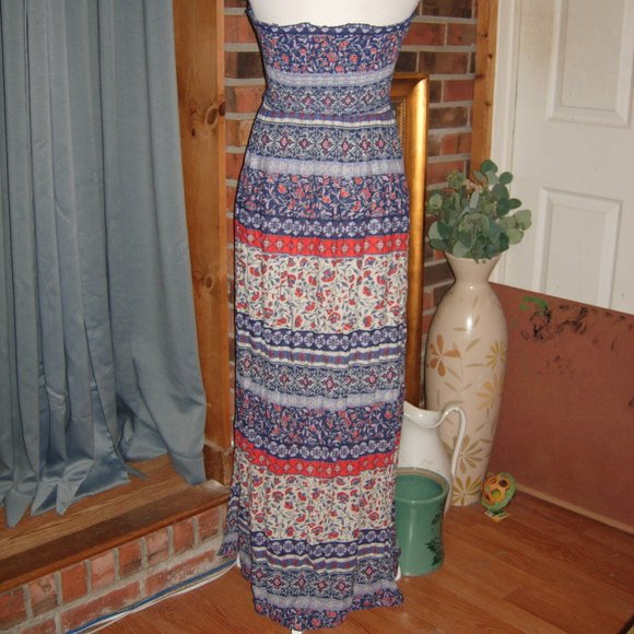 Motherhood Maternity Floral Maxi Dress - Red and Blue - Picture 3 of 5